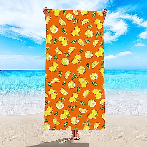 KnSam 80x160cm Strandtücher, Mikrofaser Strandtuch Groß Cool Zitrone Muster, Handtücher Liegetuch Ultraleicht, Strandhandtuch für Poolside, Rot Gelb Grün von KnSam