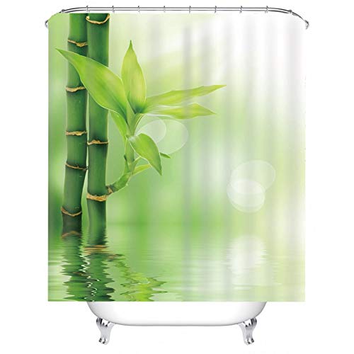 KnSam Duschvorhang, Bambus Badezimmer Vorhang Fenster Polyester Badezimmer Deko Modern Vorhang Aufhänger Duschvorhänge 65X71Inch von KnSam