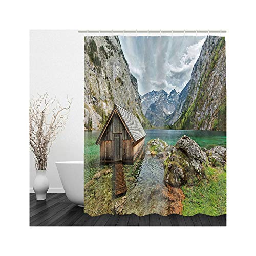 KnSam Duschvorhang, Haus Am See Badezimmer Dekoration Zum Hängen Polyester Badezimmer Vorhang Fenster Duschvorhänge Waschbar Duschvorhänge 71X71Inch KnSam Duschvorhang, Haus Am See Badezimmer Dekoration Zum Hängen Polyester Badezimmer Vorhang Fenster Duschvorhänge Waschbar Duschvorhänge 71X71Inch von KnSam