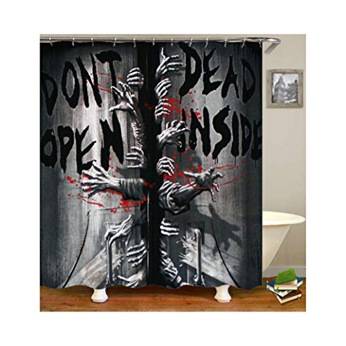 KnSam Duschvorhang Anti-Schimmel Wasserdicht Vorhänge An Badewanne Bad Vorhang für Badezimmer Don't Dead Open Inside Blut Hände 100% Polyester inkl. 12 Duschvorhangringen 120X180cm von KnSam