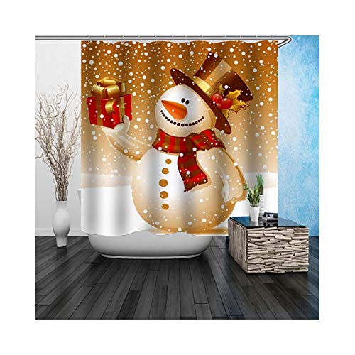 KnSam Duschvorhang Anti-Schimmel Wasserdicht Vorhänge an Badewanne Bad Vorhang für Badezimmer Schneemann Winter 100% PEVA inkl. 12 Duschvorhangringen 180 x 200 cm von KnSam