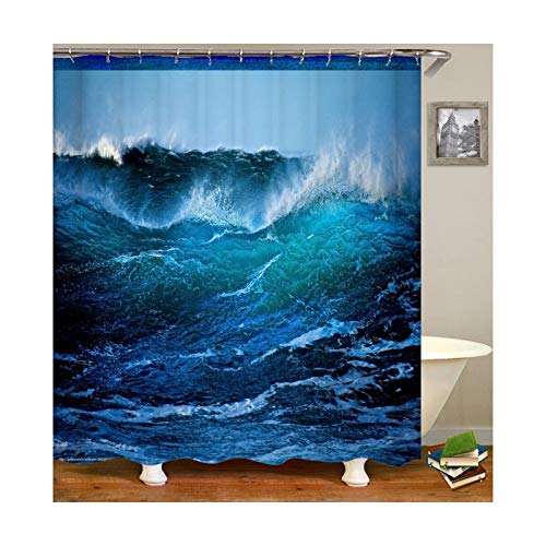 KnSam Duschvorhang mit 12 Vorhanghaken Waschbar Anti Schimmel Wasserdicht See 3D Wasserwürfel Badewanne Vorhänge für Badezimmer Bad Vorhang Stil 5 180 x 180 cm von KnSam
