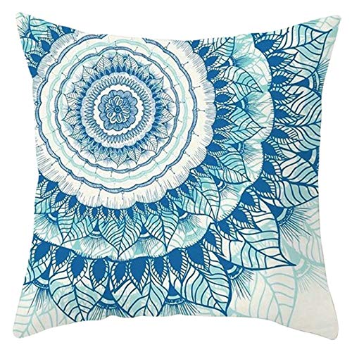 KnSam Kissenbezug, Dekorativ Kissenhülle Mandala Blumenmuster Polyester Dekorativ Bettkissenbezug Für Das Schlafzimmer Wohnzimmersofa Grau Cyan 40X40cm von KnSam