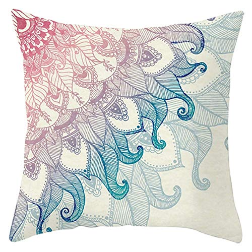 KnSam Kissenbezug, Dekorativ Zierkissenhülle Mandala Blumen Blatt Muster Polyester Kopfkissenbezug Dekorativ Für Das Schlafzimmer Wohnzimmersofa Blau Grün 40X40cm von KnSam