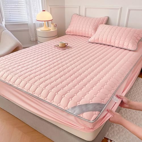 KnSam Rose Spannbettlaken 90x200cm Elastisch, Spannbetttuch Einfarbig Faltenresistent und Ausbleichen, Baumwolle Tagesdecke Unterbett als Schutz für Boxspringbett & Topper von KnSam