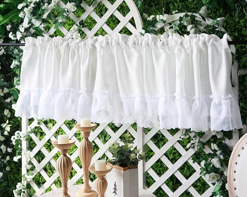 KnSam Scheibengardine mit Spitzen Design zarte durchscheinende Gardine in Küche, Wohnzummer Landhausstil 1 Stück, Weiß, HxB 40x300cm KnSam Scheibengardine mit Spitzen Design zarte durchscheinende Gardine in Küche, Wohnzummer Landhausstil 1 Stück, Weiß, HxB 40x300cm von KnSam
