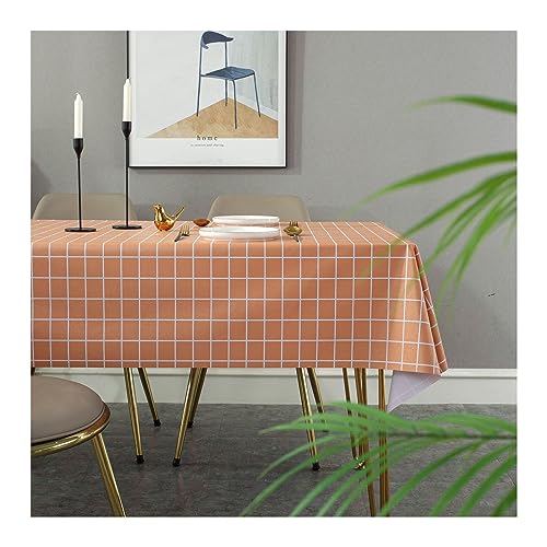KnSam Tischdecken Orange, Kariert Muster Tischtuch PVC Tischdecke Terrasse Pflegeleicht Lotuseffekt Geeignet für Home Küche Dekoration, Verschiedene Größen, 90x90CM von KnSam