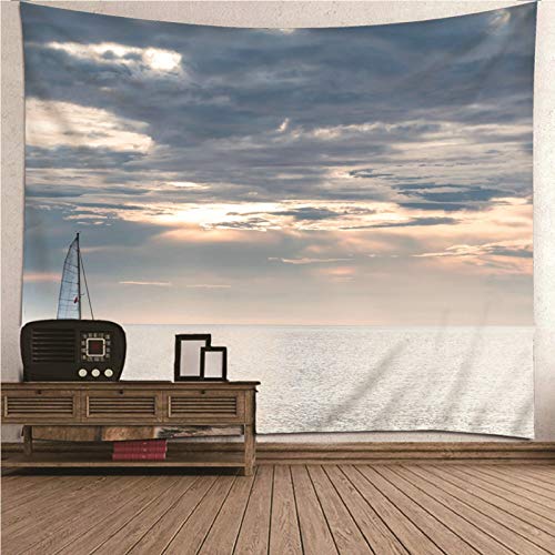 KnSam Wandteppich, Tapisserie Wandbehang Wohnzimmer Heimdekorationen Aus Polyester Landschaftsthema Meer Und Himmel Bunt 260X240Cm Wandteppiche von KnSam