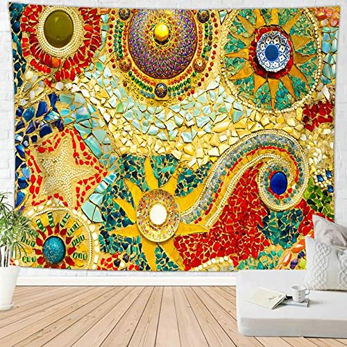 KnSam Wandteppich Wandbehang Wohnzimmer Heimdekorationen Aus Polyester Böhmen Mandala Multicolor 150X200Cm (59X78 Inch) Wandteppiche von KnSam