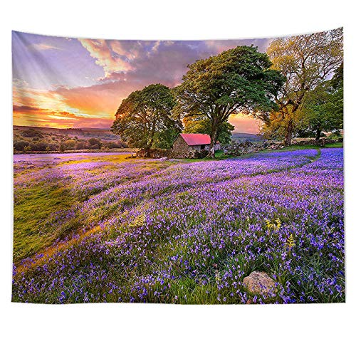 KnSam Wandteppiche Tapisserie Lavendel Und Baum 200X150 cm Wandteppich Dekoration von KnSam