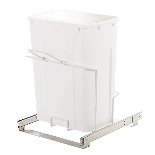 Knape & Vogt SBM15-1-35WH in-Cabinet Bottom Mount Pull Out Trash Can, 18.8" by 14.25" by 16",White von Knape & Vogt
