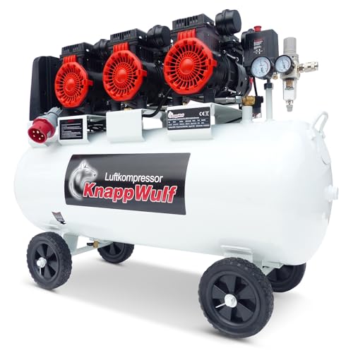 KnappWulf Flüster Kompressor Luftdruckkompressor KW4200 mit 100L Kessel 3 Motoren a 1100W 10bar 660L/min 400V von KnappWulf