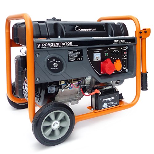 KnappWulf KW7300 3-phasen Benzin Generator Notstomaggregat 6,3kW Stromerzeuger mit 25L Kraftstofftank Orange von KnappWulf