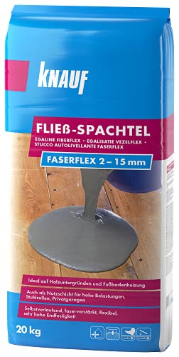 Knauf 47841, 20-kg Masse, Ausgleichs, selbstverlaufend, Hochleistungs, spannungsarm, frostsicher, für 2 15-mm Schichtdicken Fließ-Spachtel Faserflex, zementgrau, 20 kg von Knauf