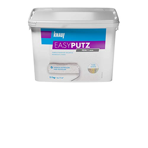 Knauf 696536 Fein 11 kg 1 mm EASYPUTZ, schneeweißer, mineralischer Dekorputz, hochwertig, zum einfachen Aufrollen auf Wand oder Decke im Innenbereich, atmungsaktiv, 1,0 mm Körnung von Knauf