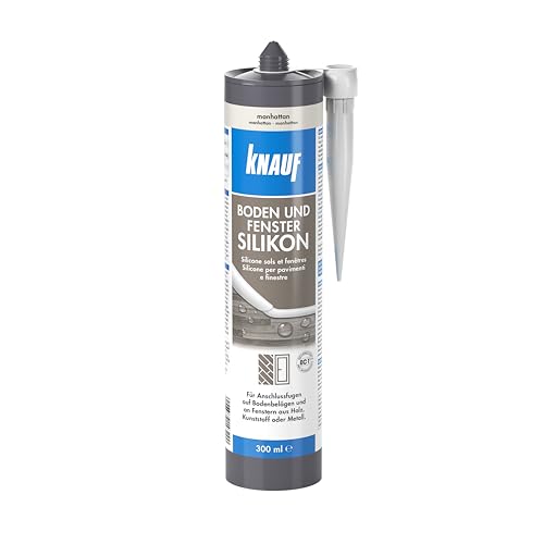 Knauf Boden & Fenster Silikon – neutralvernetzendes Spezial-Silicon, ideal auch für Versiegelungen im Glas- und Fenster-Bau, 300-ml, Manhatten von Knauf