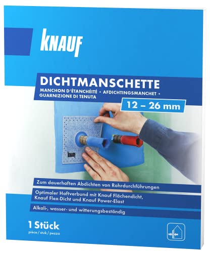 Knauf Dichtmanschette zum dauerhaften Abdichten von Rohrdurchführungen, für 12 - 26 mm Rohr-Durchmesser – Rohr-Abdichtung, Dicht-Vlies wasser- und witterungs-beständig von Knauf