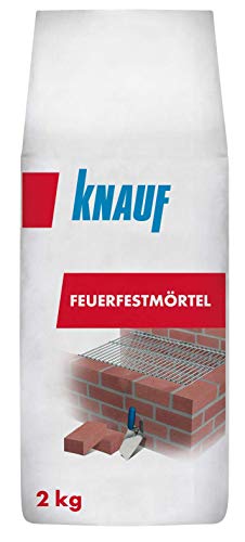 Knauf Feuerfest-Mörtel 2-kg selbsthärtender Feuer-Mörtel zum Vermauern von Schamottsteinen für Herde, Öfen und Kamine im Innen- und Außen-Bereich, hitzebeständig, hohe Endfestigkeit, atmungsaktiv von Knauf