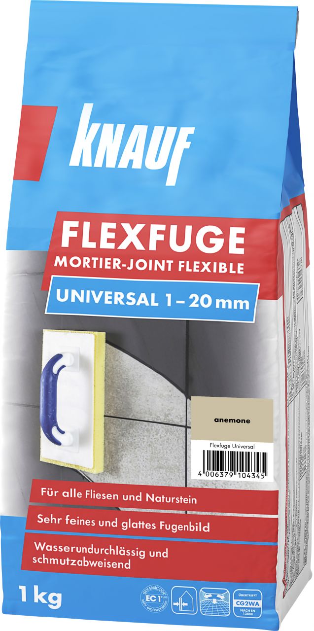 Knauf Fugenmörtel Flexfuge Universal 1 - 20 mm anemone 1 kg von Knauf
