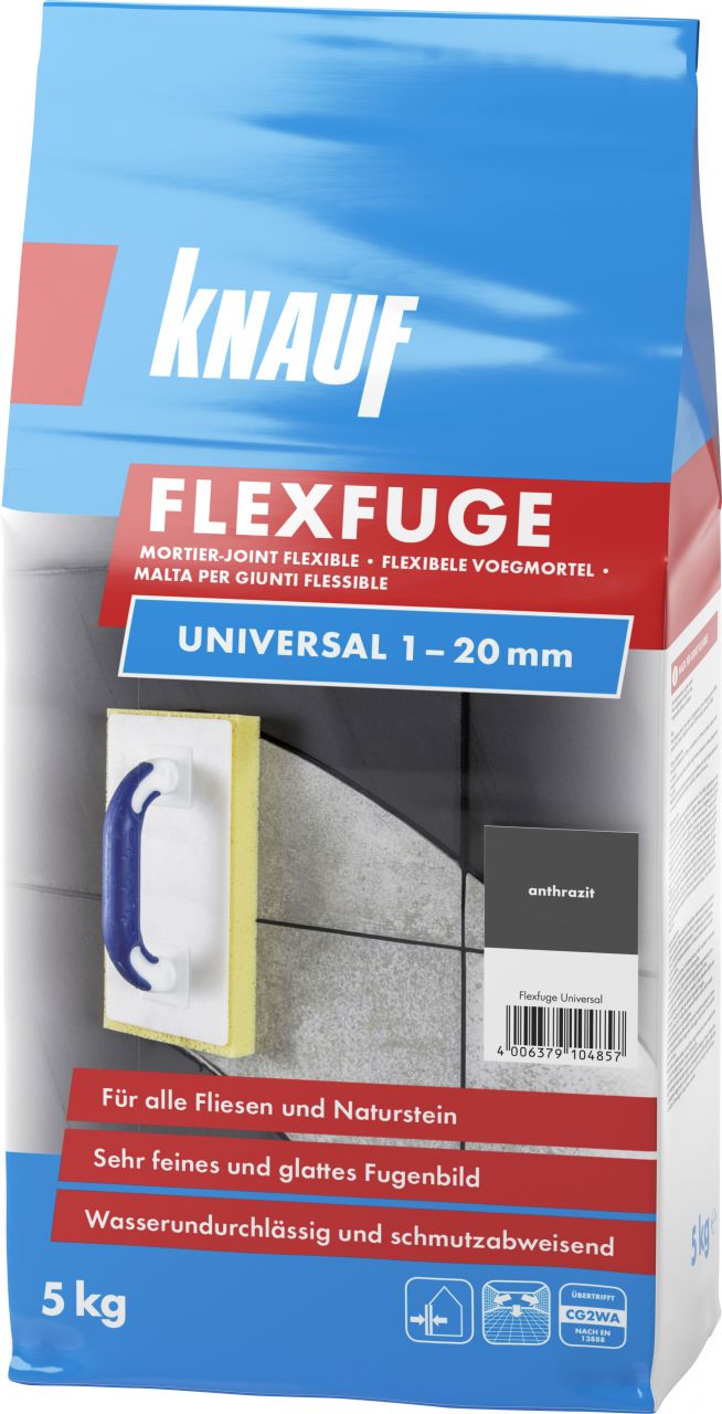 Knauf Fugenmörtel Flexfuge Universal 1 - 20 mm anthrazit 5 kg von Knauf