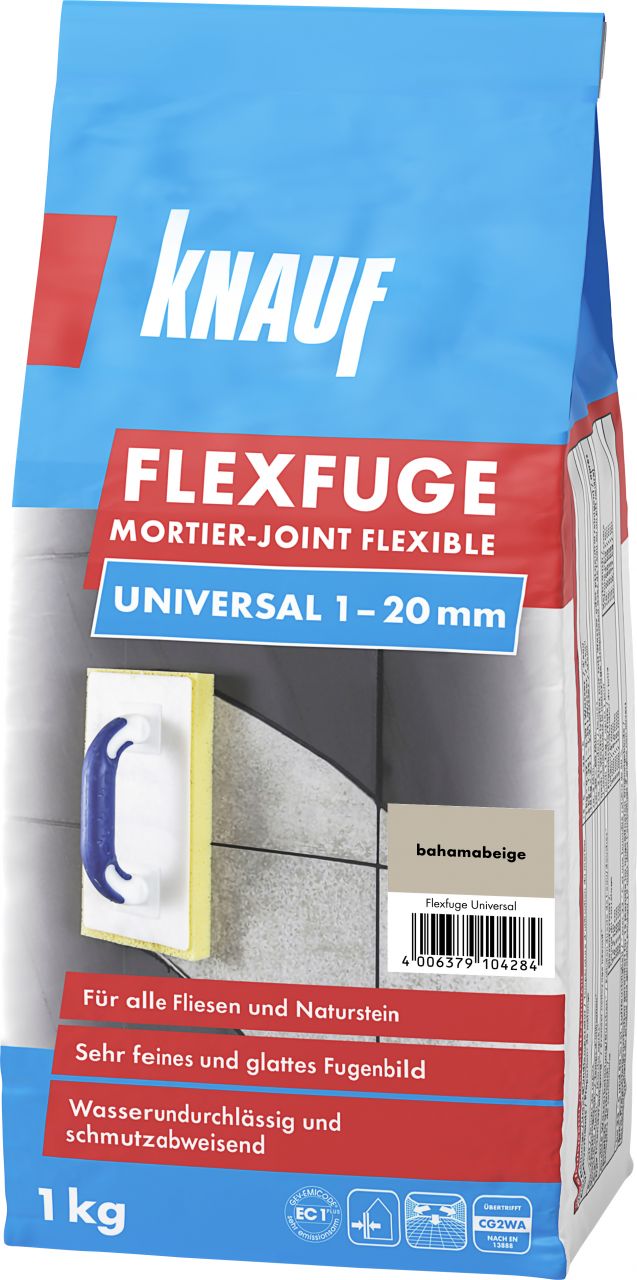 Knauf Fugenmörtel Flexfuge Universal 1 - 20 mm bahamabeige 1 kg von Knauf