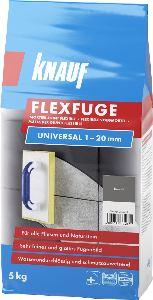 Knauf Fugenmörtel Flexfuge Universal 1 - 20 mm basalt 5 kg von Knauf