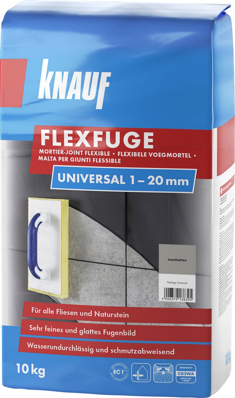 Knauf Fugenmörtel Flexfuge Universal 1 - 20 mm manhattan 10 kg von Knauf