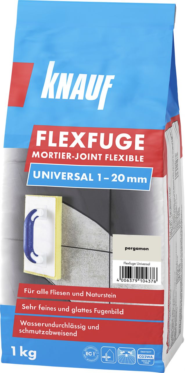 Knauf Fugenmörtel Flexfuge Universal 1 - 20 mm pergamon 1 kg von Knauf