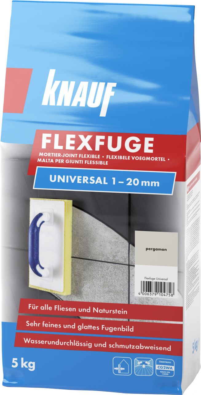 Knauf Fugenmörtel Flexfuge Universal 1 - 20 mm pergamon 5 kg von Knauf