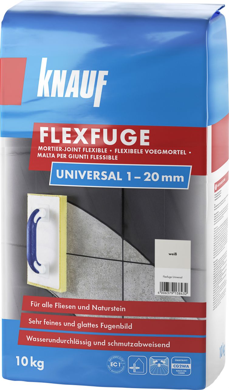 Knauf Fugenmörtel Flexfuge Universal 1 - 20 mm weiß 10 kg von Knauf