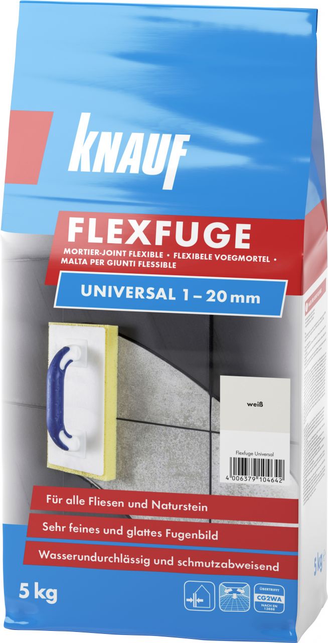 Knauf Fugenmörtel Flexfuge Universal 1 - 20 mm weiß 5 kg von Knauf