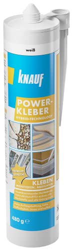 Knauf Power-Kleber 480 g – Power-Klebstoff, gebrauchsfertiger, einkomponentiger Hybrid-Klebstoff, lösemittelfrei witterungs- und feuchtebeständig zum Kleben, Montieren, Innen- und Außen-Bereich von Knauf