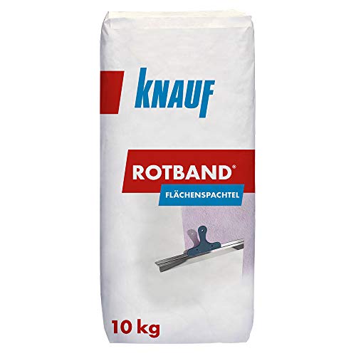 Knauf Rotband Flächenspachtel – schnell härtende Spachtel-Masse zum Spachteln und Glätten von Putz, Mauerwerk etc., leicht zu verarbeiten, Wand-, Decken-Spachtelmasse für Innen-Bereich, 10-kg Knauf Rotband Flächenspachtel – schnell härtende Spachtel-Masse zum Spachteln und Glätten von Putz, Mauerwerk etc., leicht zu verarbeiten, Wand-, Decken-Spachtelmasse für Innen-Bereich, 10-kg von Knauf