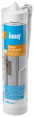 Knauf neutralvernetzendes Bau-Silicon zum Abdichten von Fugen im Innen- und Außen-Bereich – Allwetter-Silicon, Dicht-Masse für Fenster, Türen und Fassaden, 300-ml, Transparent Knauf neutralvernetzendes Bau-Silicon zum Abdichten von Fugen im Innen- und Außen-Bereich – Allwetter-Silicon, Dicht-Masse für Fenster, Türen und Fassaden, 300-ml, Transparent von Knauf