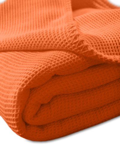 Kneer Waffelpique Decke, Orange, 220 x 240 cm von Kneer