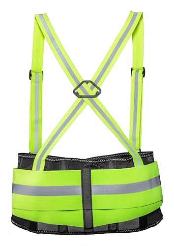 Kneetek Rückenstützgurt HiVis XL (98–126 cm)| reflektierender Stützgurt für hohe Sichtbarkeit | Rückenstütze zur Erleichterung der Arbeiten und Unterstützung des Rückens von Kneetek