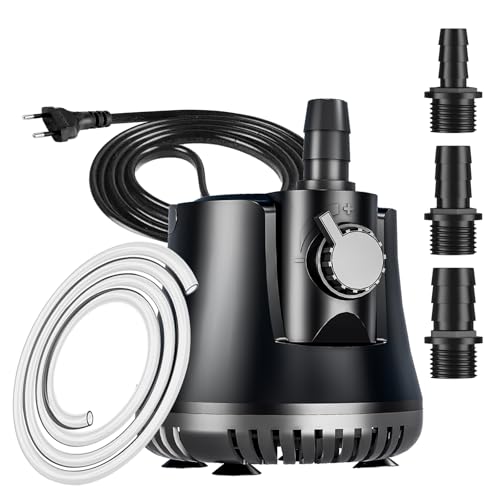 Aquarium Pumpe 40W 2500L/H Tauchpumpe Ultra-Leise Mini Teichpumpe Springbrunnenpumpe mit 1.8m Kabel, 3 Düsen wasserpumpe für Teich, Aquarien, Hydrokultur, Brunnen Aquarium Pumpe 40W 2500L/H Tauchpumpe Ultra-Leise Mini Teichpumpe Springbrunnenpumpe mit 1.8m Kabel, 3 Düsen wasserpumpe für Teich, Aquarien, Hydrokultur, Brunnen von Knifel
