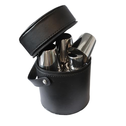 3 x 118 ml Flachmann mit Bechern in Ledertasche von Knight