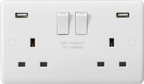 Geschlossene Kante, 13 A, 2 G DP, mit Dual-USB-Ladegerät (5 V Gleichstrom, 4,8 A geteilt) von Knightsbridge