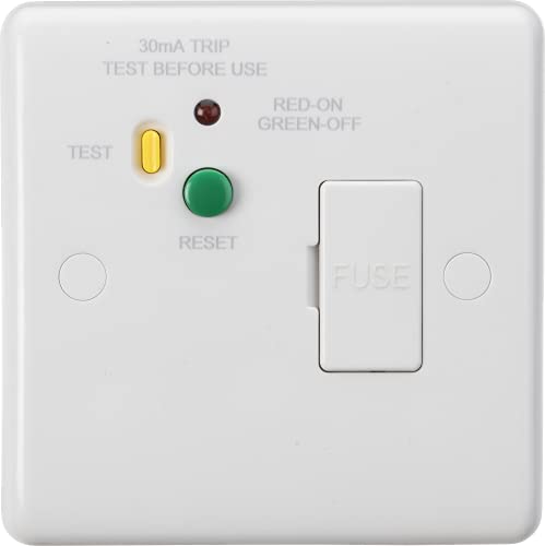 Knightsbridge CU6RCD 13 A RCD geschützte gesicherte Netzteileinheit – 30 mA (Typ A), weiß, 12,0 mm x 86,0 mm x 86,0 mm von Knightsbridge