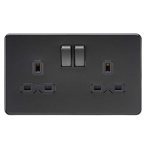 Knightsbridge SFR9000MBB Doppelsteckdose Schraubenlos, schwarz/schwarz, Socket-Double von Knightsbridge