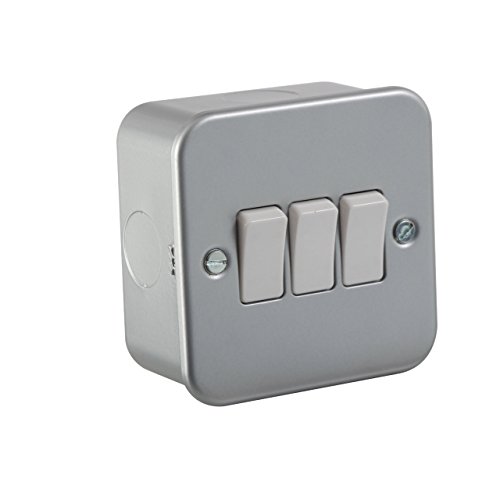 Knightsbridge m4av000 10 A Lichtschalter 3 2-Wege Metall Clad Switch – Silber (10) von Knightsbridge