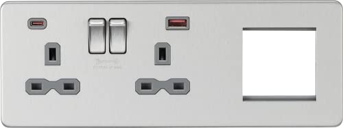Schraubenlose 13A 2G DP Buchse mit USB Schnellladung von Knightsbridge