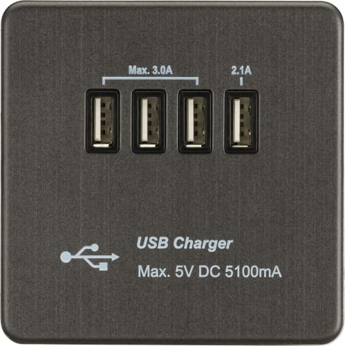 Schraubenloser Quad-USB-Ladeausgang, 5,1 A. von Knightsbridge