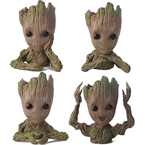 KnikGlass Baby Groot Blumentopf/Stifthalter - Übertopf Pflanzen Deko Figur Pflanztöpfe Blumentöpfe Stifthalter Groot für Büro und Wohnheim Desktop Dekoration (4 Stil) von KnikGlass