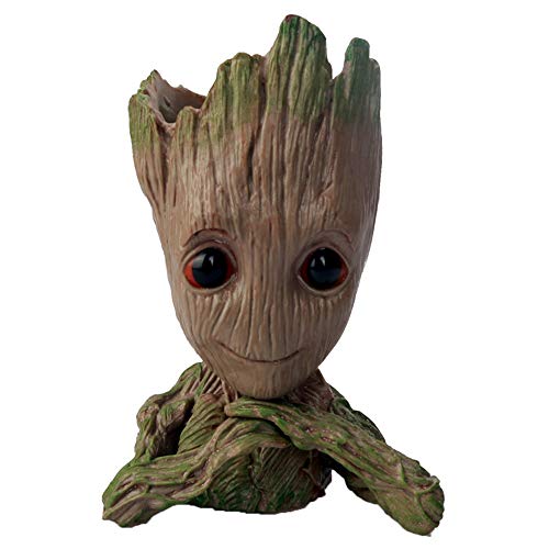 KnikGlass Baby Groot Blumentopf/Stifthalter - Übertopf Pflanzen Deko Figur Pflanztöpfe Blumentöpfe Stifthalter Groot für Büro und Wohnheim Desktop Dekoration (B) von KnikGlass