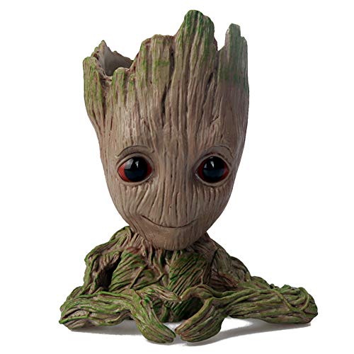 KnikGlass Baby Groot Blumentopf/Stifthalter - Übertopf Pflanzen Deko Figur Pflanztöpfe Blumentöpfe Stifthalter Groot für Büro und Wohnheim Desktop Dekoration (C) von KnikGlass