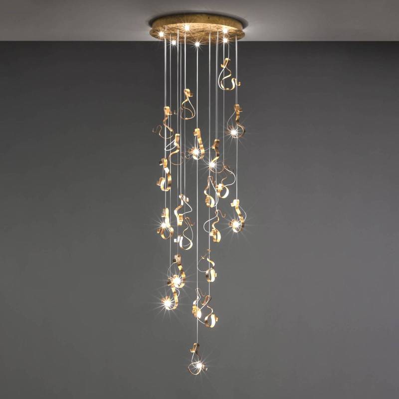 Knikerboker Curve LED-Hängeleuchte, 20fl, gold von Knikerboker