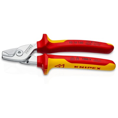 95 16 160 VDE-Kabelschere, Stufenschnitt isoliert, Mehrkomponenten-Hüllen 160mm von Knipex
