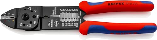 KNIPEX Crimpzange auf SB-Karte mit Mehrkomponenten-Hüllen schwarz lackiert 230 mm, 97 21 215 SB von KNIPEX